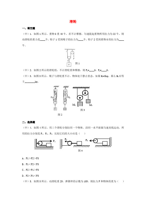 八年级物理下册 12.2 滑轮课时练 (新版)新人教版