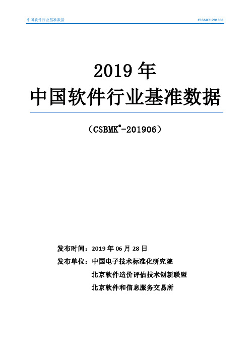 2019年中国软件行业基准数据