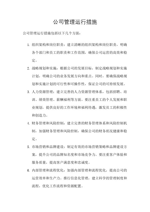 公司管理运行措施