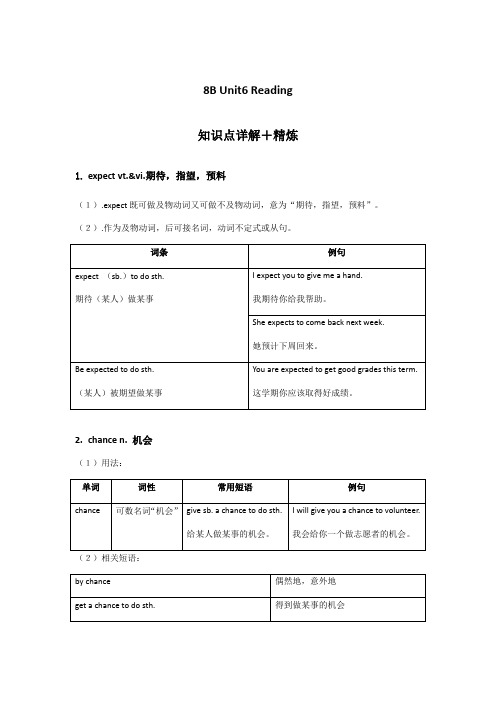 牛津8B Unit6 reading知识点总结详解+精练(无答案)
