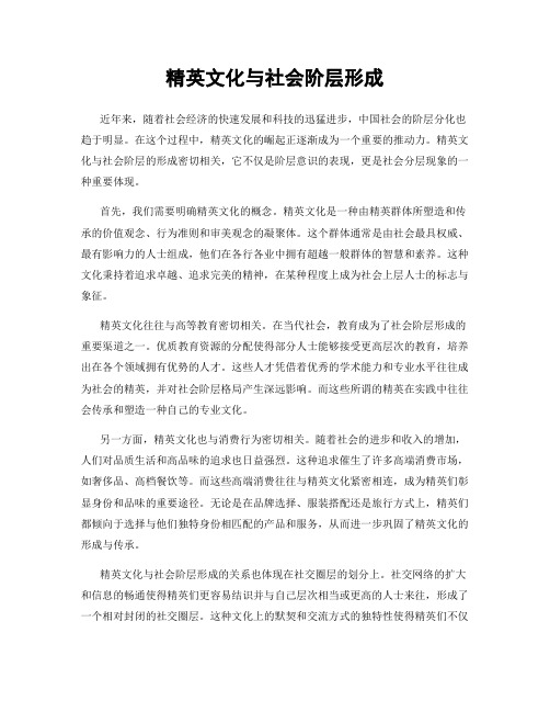 精英文化与社会阶层形成