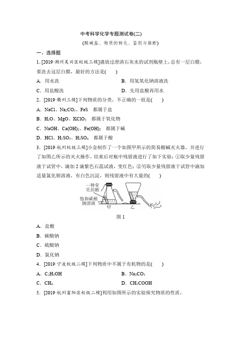 中考科学化学专题测试卷二(2021年初中科学浙教版)