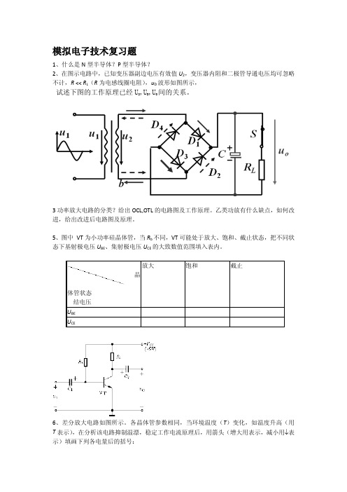 模拟电子技术复习题