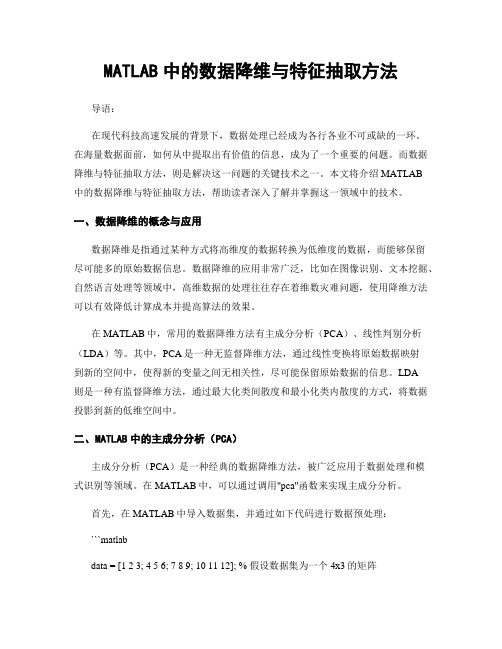 MATLAB中的数据降维与特征抽取方法