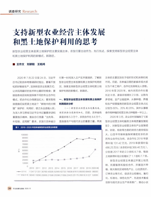 支持新型农业经营主体发展和黑土地保护利用的思考