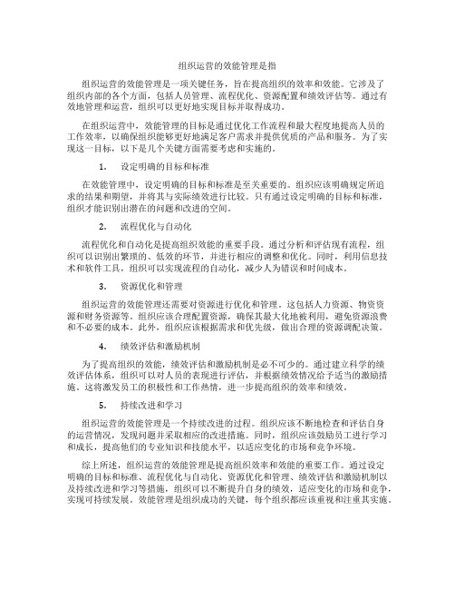 组织运营的效能管理是指