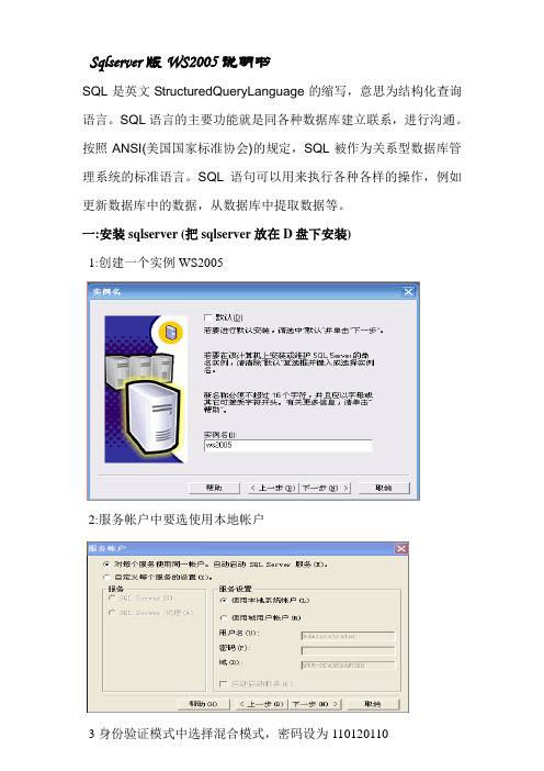 Sqlserver版WS2005说明书