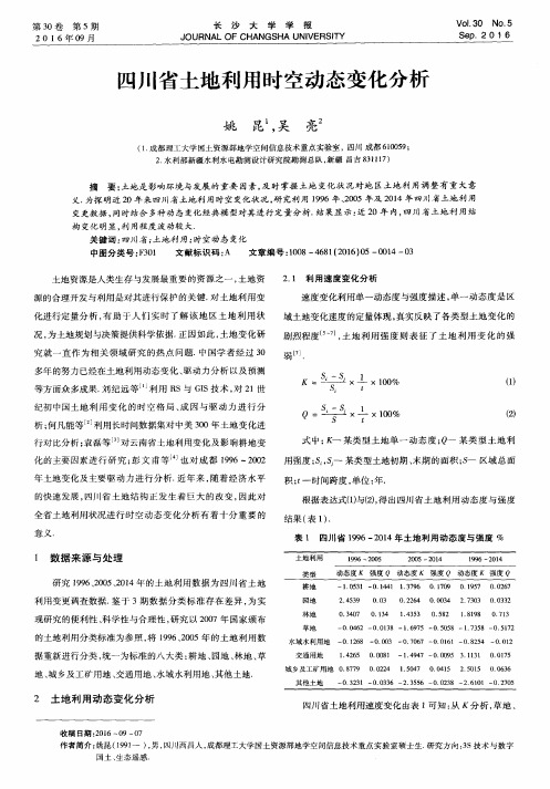 四川省土地利用时空动态变化分析