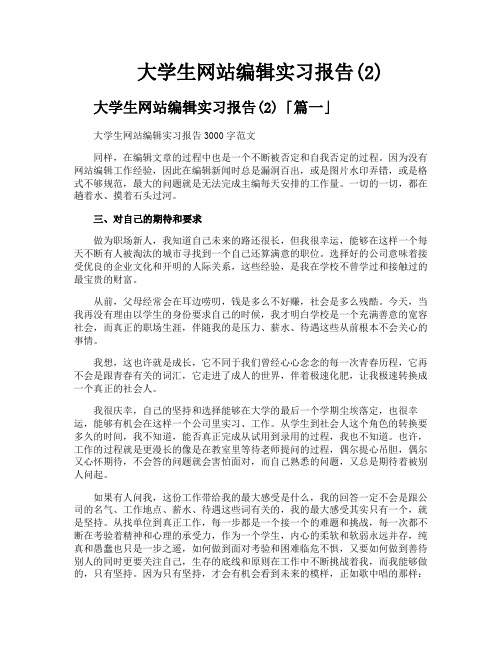 大学生网站编辑实习报告