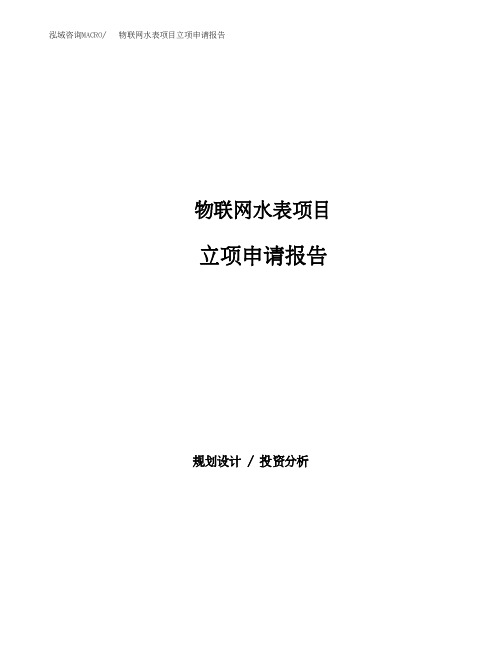 物联网水表项目立项申请报告模板(总投资15000万元)