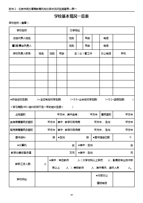 学校基本情况一览表