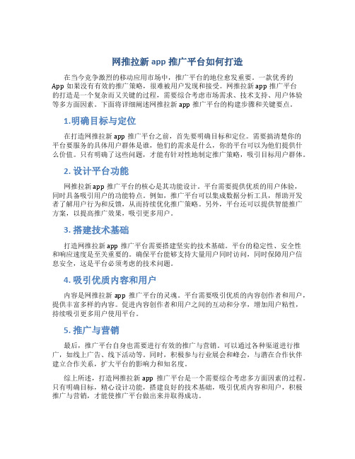 网推拉新app推广平台怎么做出来的