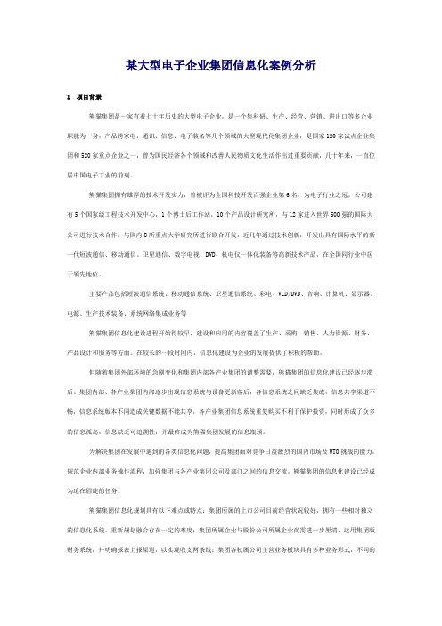 某大型电子企业集团信息化案例解析(doc 6页)