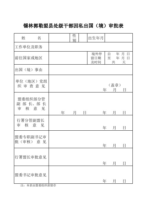 因私出国境审批表(处级