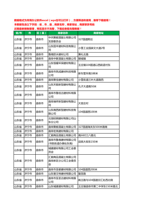 2020新版山东省济宁市曲阜市建材有限公司工商企业公司商家名录名单黄页联系电话号码地址大全54家