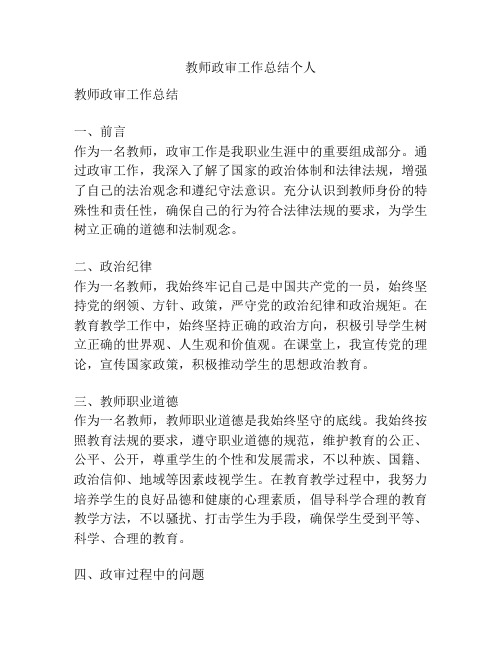 教师政审工作总结个人