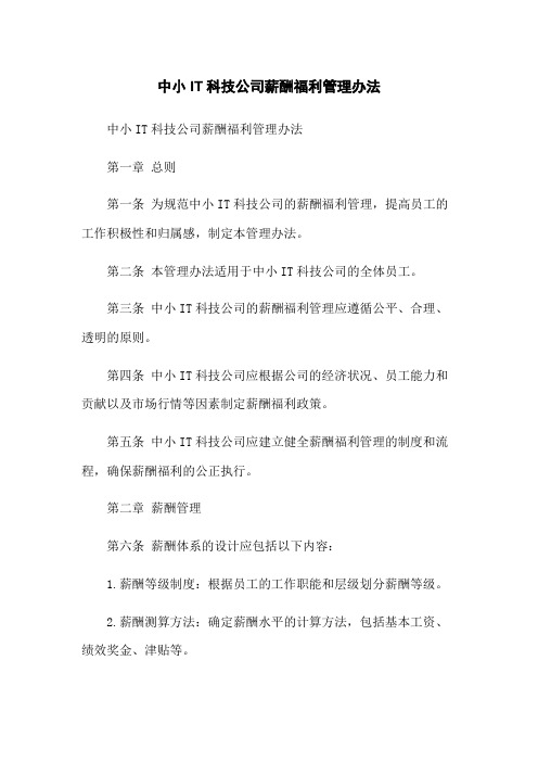 中小IT科技公司薪酬福利管理办法