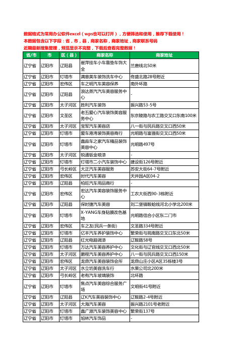 2020新版辽宁省辽阳市汽车装潢工商企业公司商家名录名单联系电话号码地址大全173家