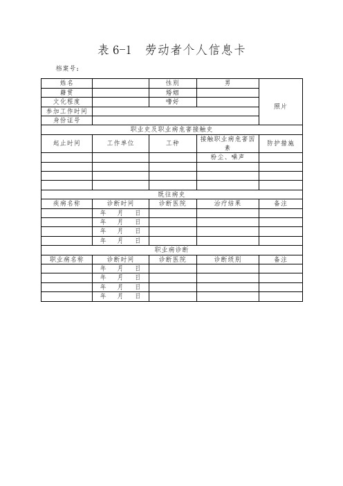 1.劳动者个人信息卡(打印后员工填写,每个员工一张)