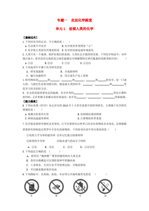 最新-九年级化学 专题一 走进化学殿堂练习 湘教版 精
