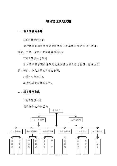 项目管理规划大纲范本