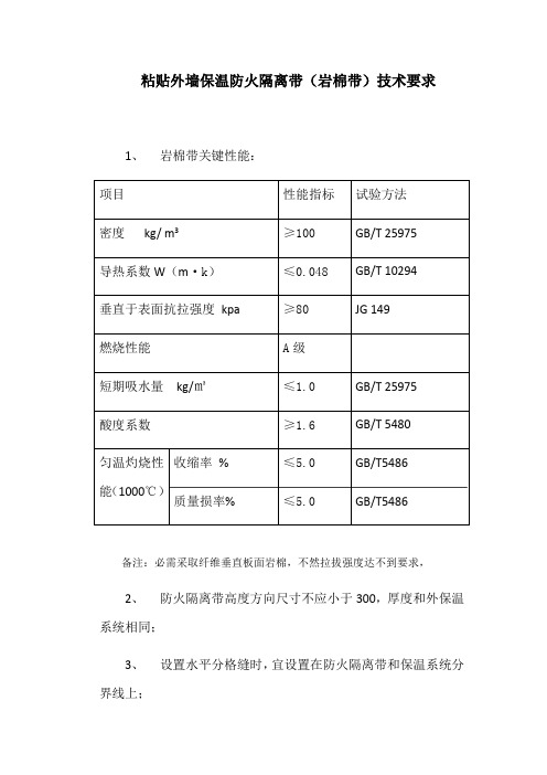 建筑外墙保温防火隔离带技术要求