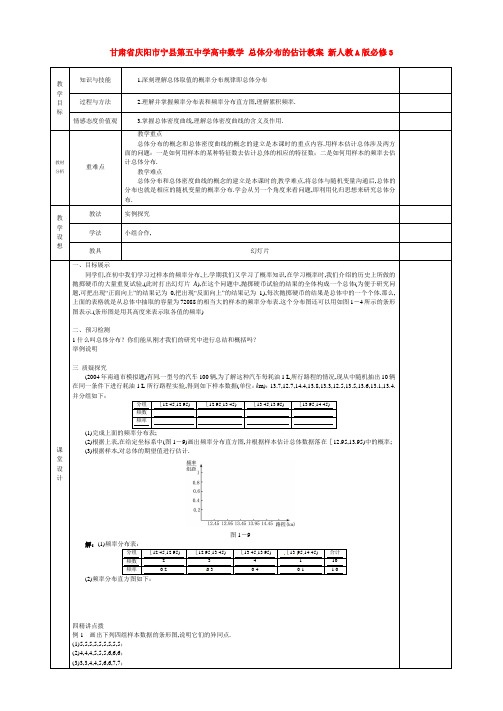 甘肃省庆阳市宁县第五中学高中数学 总体分布的估计教