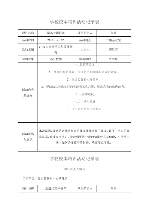 园本培训活动记录表