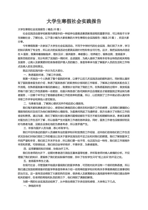 大学生寒假社会实践报告（精选20篇）