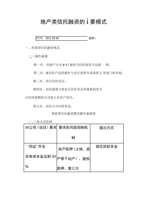 地产类信托融资的主要模式