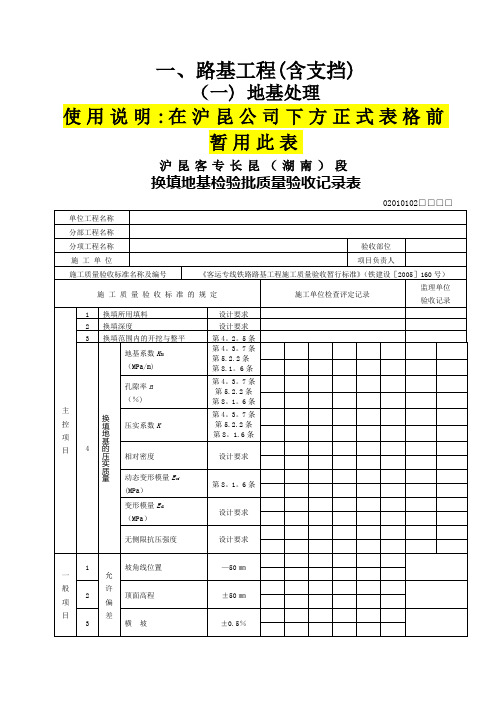 路基检验批施工质量验收表格