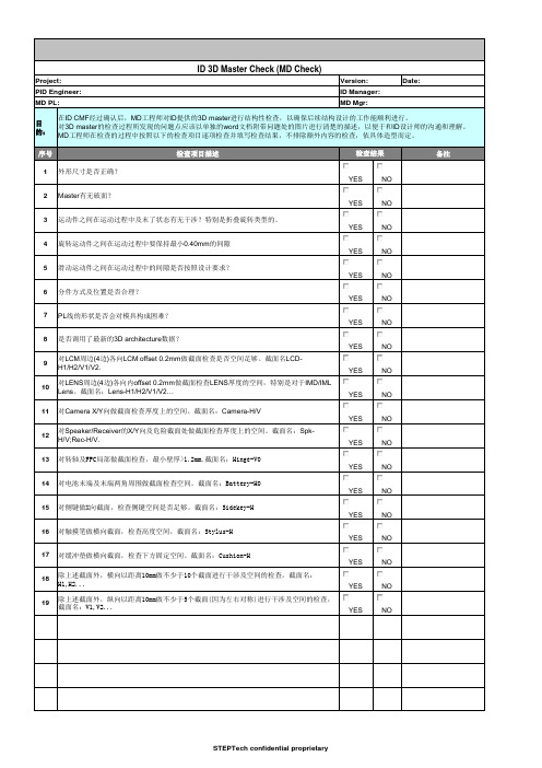 ID检查评审表