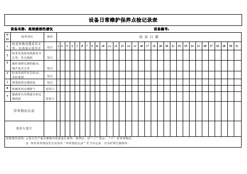 仪器设备点检表