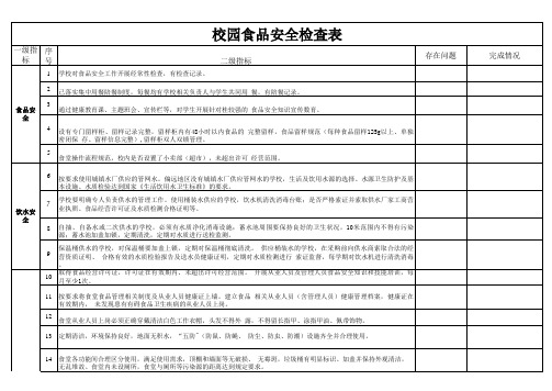 校园食品安全检査表