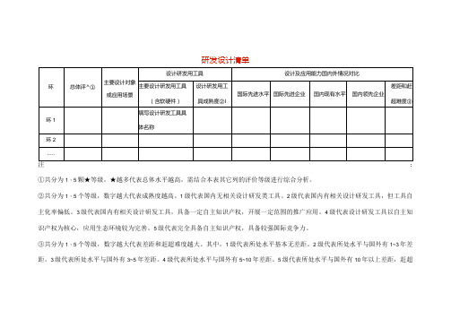 研发设计清单模板