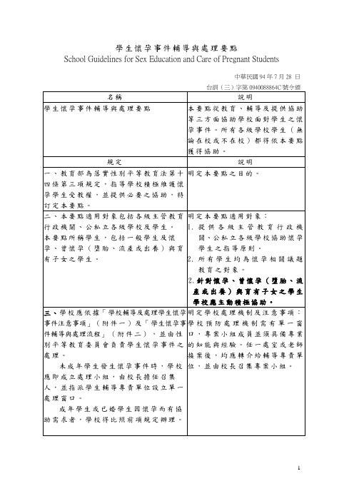 学生怀孕事件辅导与处理要点