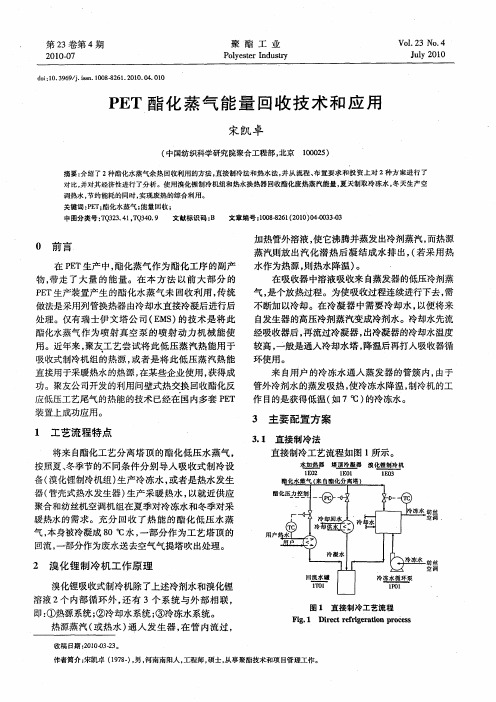 PET酯化蒸气能量回收技术和应用