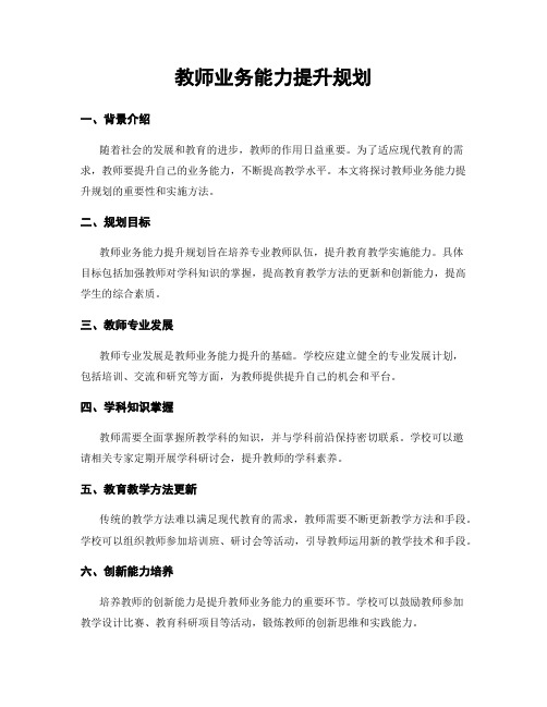 教师业务能力提升规划