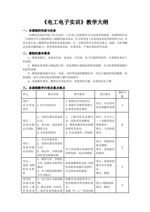 《电工基础》教学大纲草拟