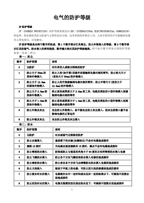 电气的防护等级