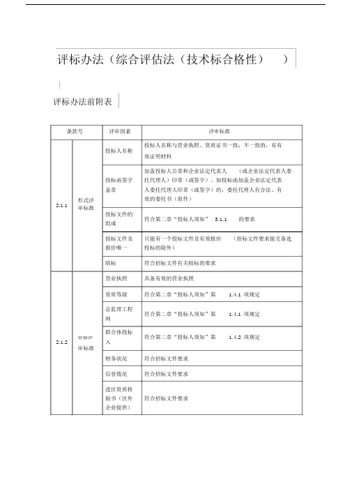 评标办法综合法技术标合格性.doc