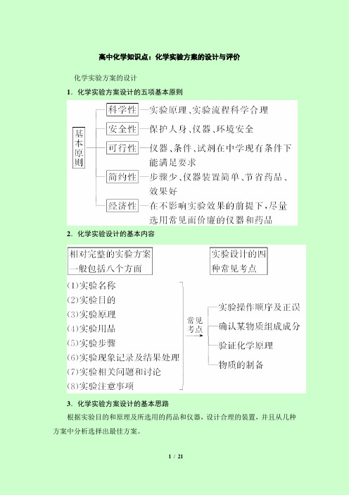 高中化学知识点：化学实验方案的设计与评价