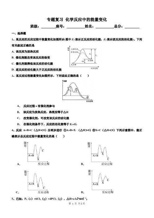 专题复习 化学反应中的能量变化