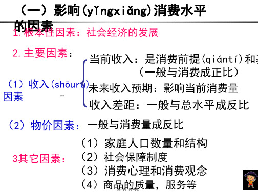 四川省成都市第七中学高一政治经济生活课件第框消费及其类型