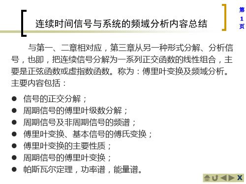 第三、四章连续时间信号与系统的频域分析内容总结