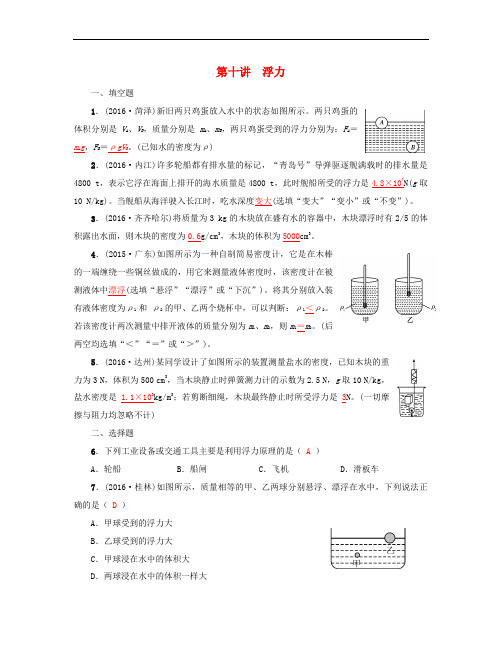 【初中物理】2017中考物理总复习第1-24讲试题(24套) 人教版13