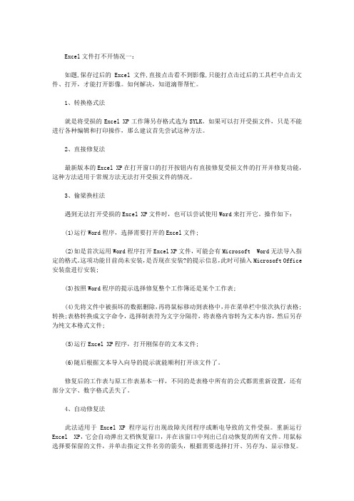 EXCEL文件为什么打不开如何解决