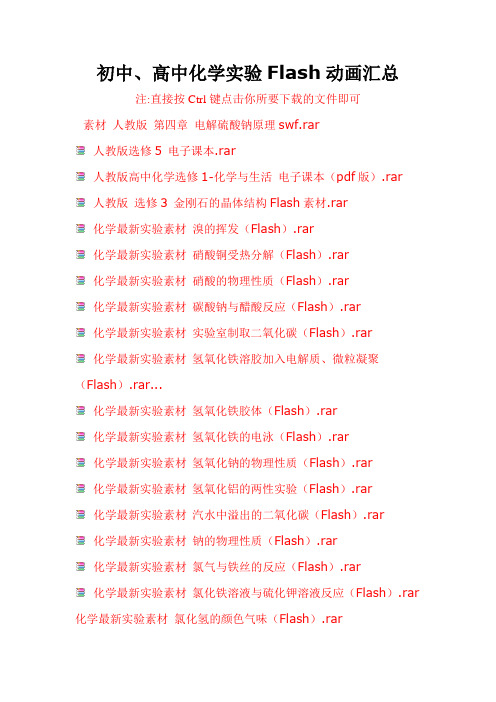 (完整word版)初中高中化学实验Flash动画汇总剖析,推荐文档