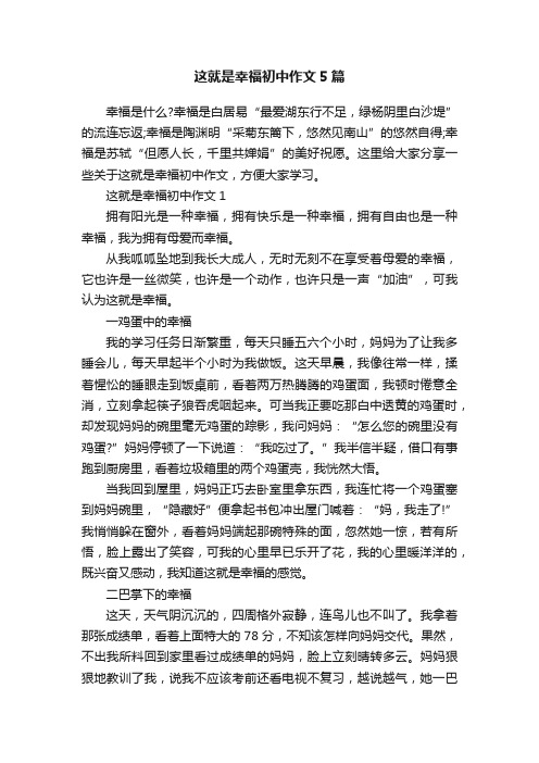 这就是幸福初中作文5篇