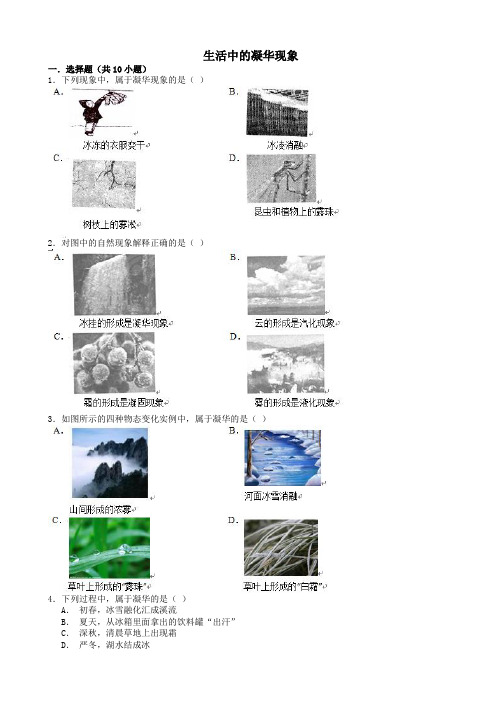 【备战】中考物理专项训练生活中的凝华现象(含解析)